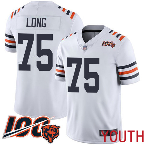 Chicago Bears Limited White Youth Kyle Long Jersey NFL Football #75 100th Season->youth nfl jersey->Youth Jersey